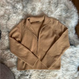 Tahari 100% Cashmere Quarter-Zip in Camel
